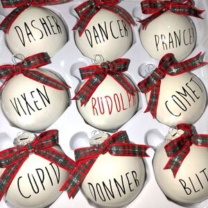 New Handmade 9 piece Christmas ornaments Santa's reindeer names